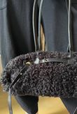 Hicks Shearling Barrel Bag Black